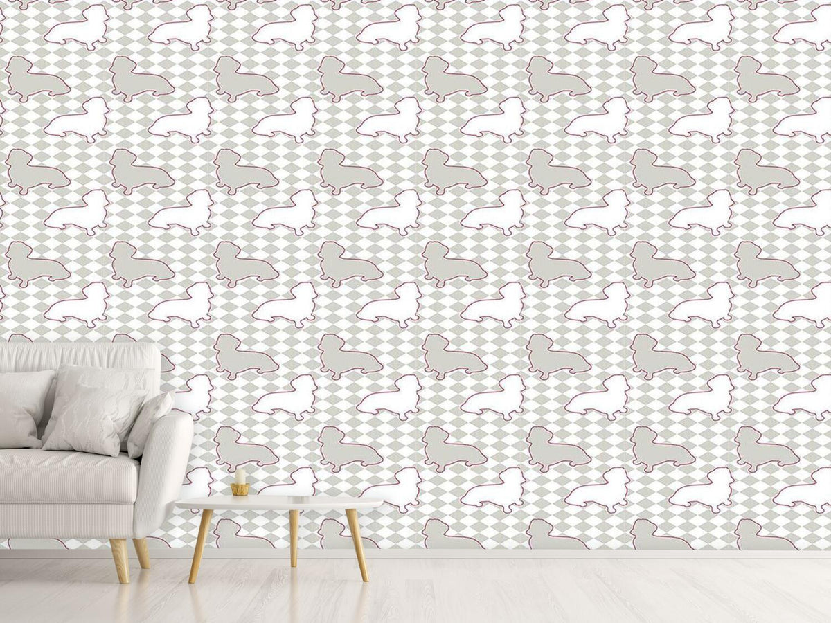patterned-wallpaper-dachshunds-mistress-is-check-mate