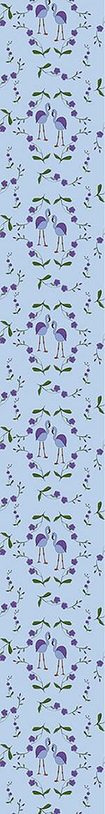 patterned-wallpaper-flamingos-under-blossoms