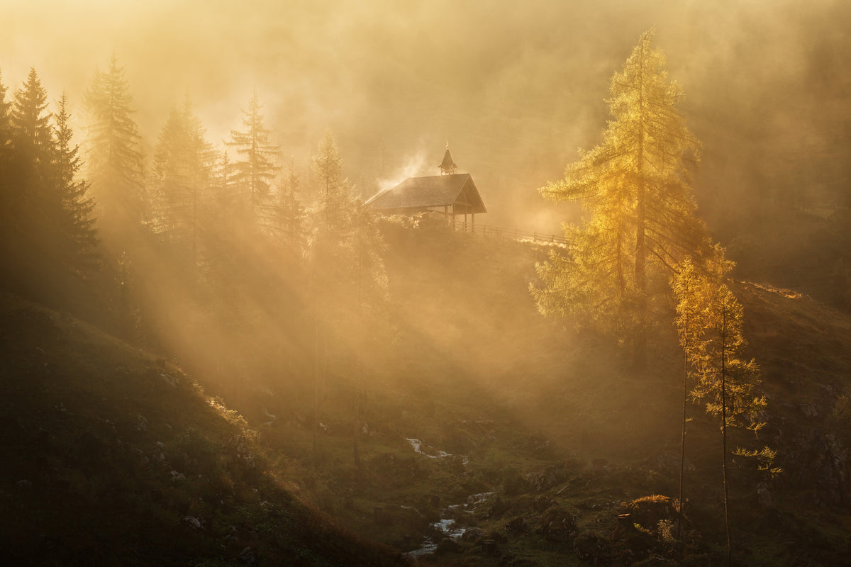 photo-wallpaper-alpine-church-in-the-morning-fog-x