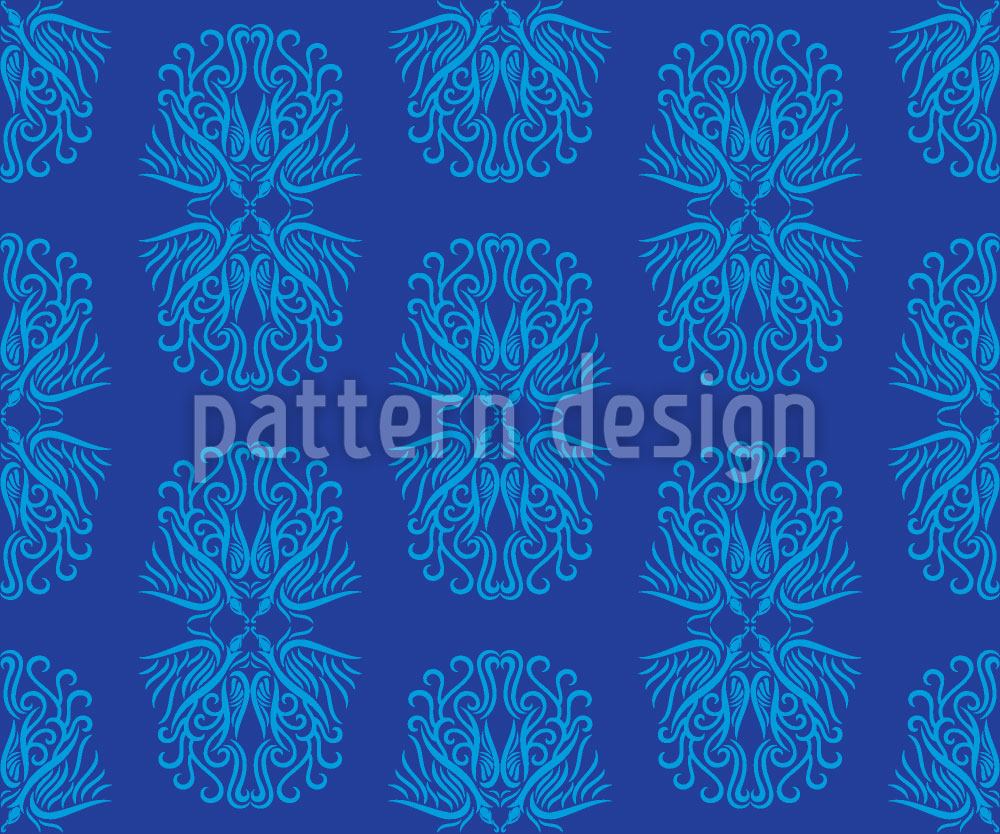 patterned-wallpaper-phoenix-in-blue