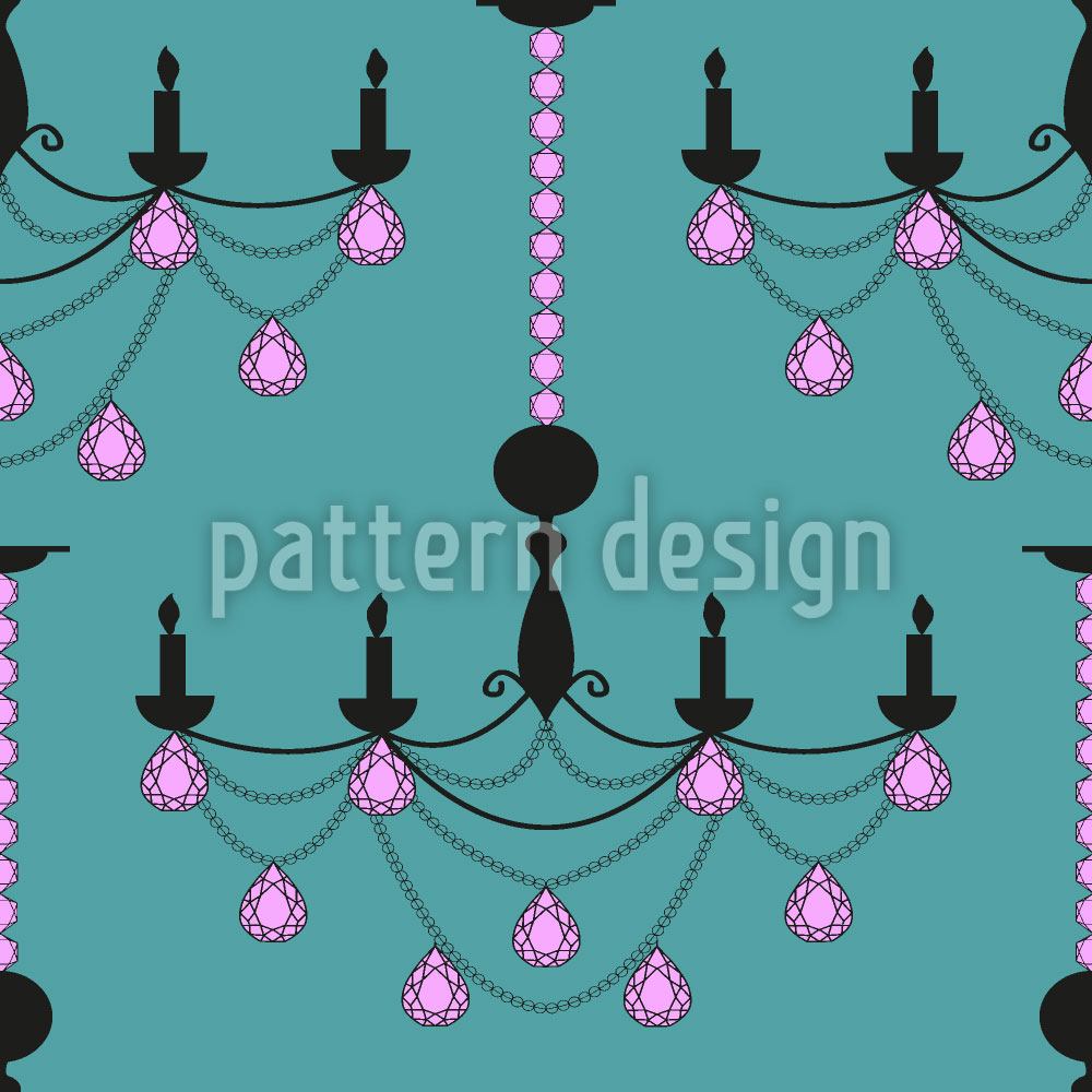 patterned-wallpaper-crystal-chandelier