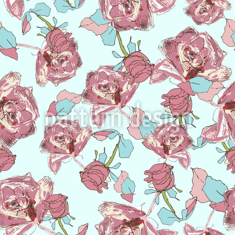 patterned-wallpaper-bed-of-roses