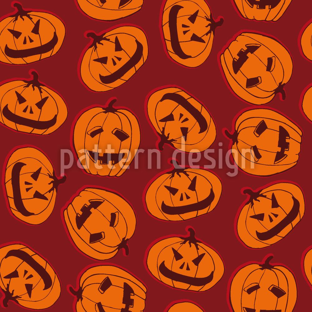 patterned-wallpaper-pumpkin-heads-brown