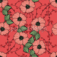 patterned-wallpaper-red-flowers-with-leaves