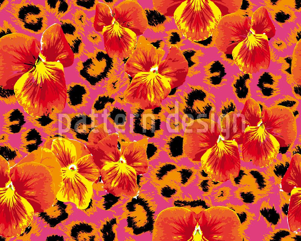 patterned-wallpaper-pansies-wild-cat-in-pink