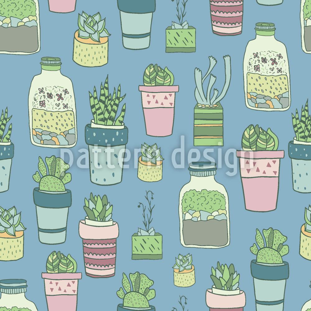 patterned-wallpaper-potted-plants