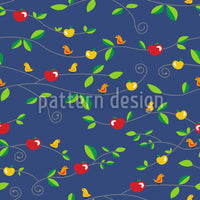 patterned-wallpaper-birds-apples-leaves