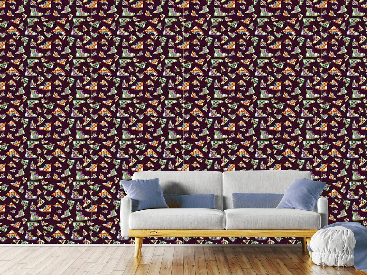 patterned-wallpaper-sneackers