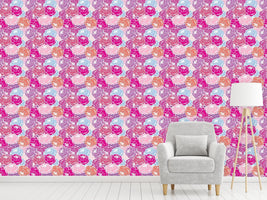 patterned-wallpaper-rose-bouquets