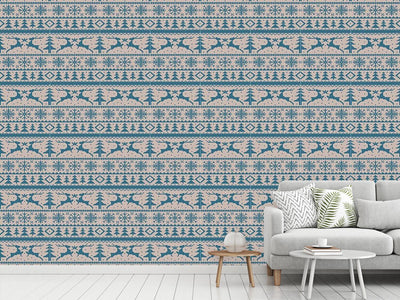 patterned-wallpaper-knitted-deer-crossing-blue