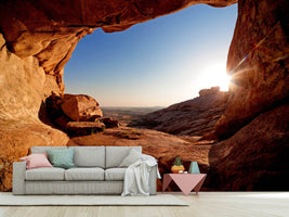 photo-wallpaper-sunset-in-front-of-the-cave