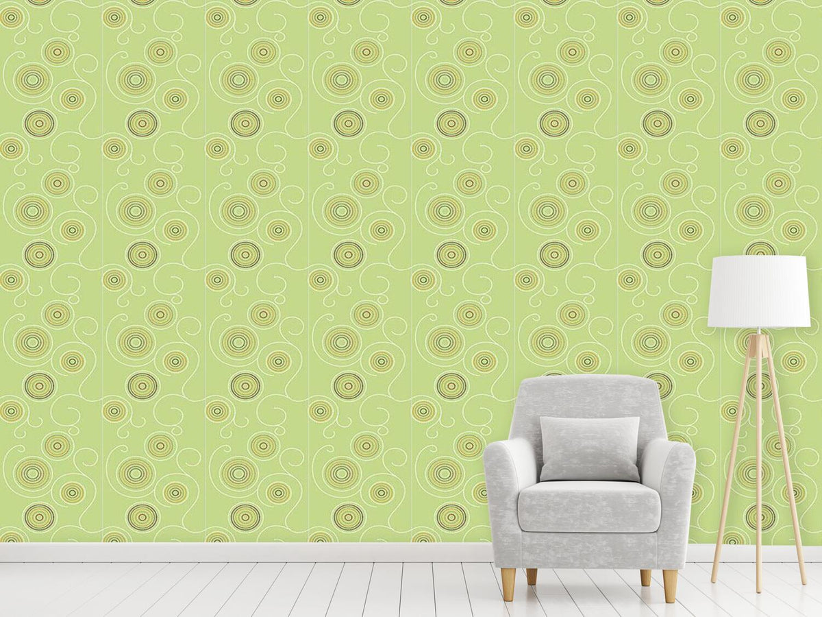 patterned-wallpaper-aboriginal-twirls-green