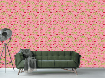 patterned-wallpaper-cherry-branches-pink