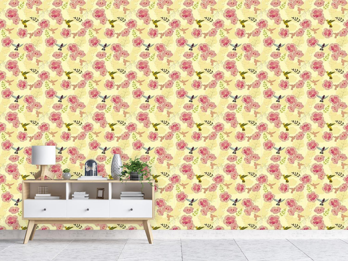 patterned-wallpaper-hummingbirds-taste-hibiscus