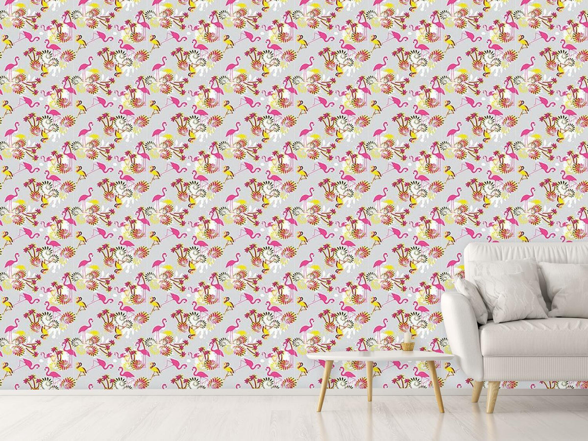 patterned-wallpaper-miami-pink-flamingo