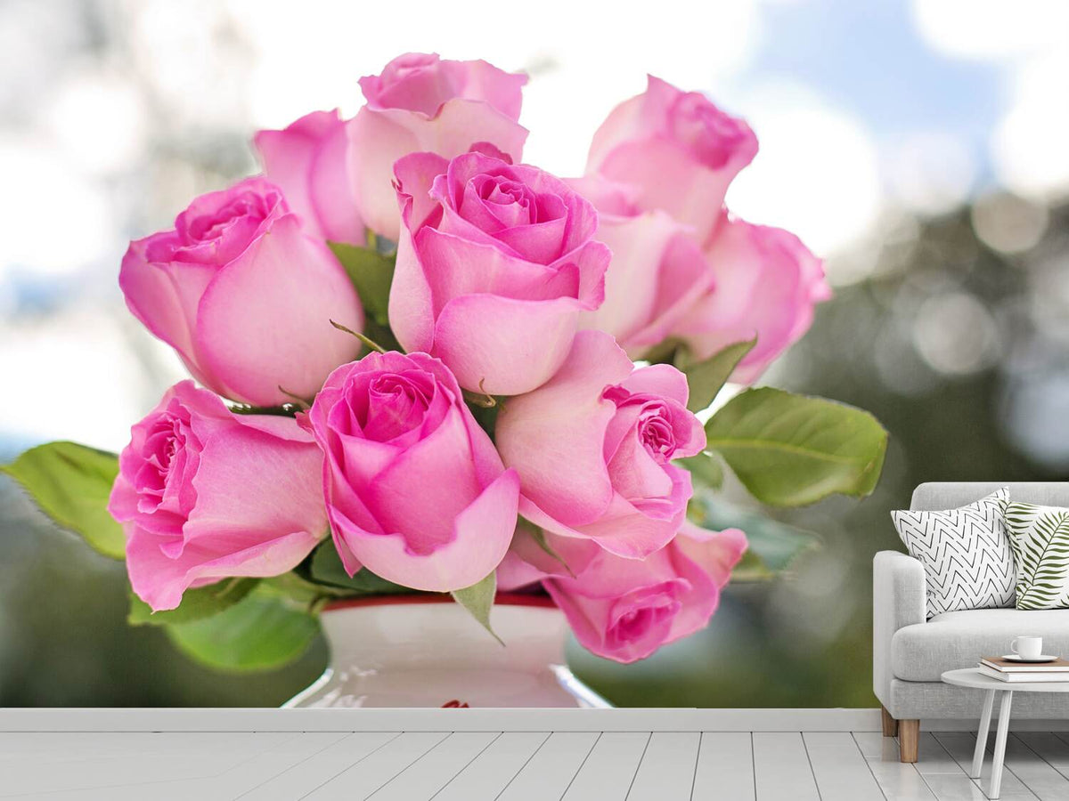 photo-wallpaper-bouquet-of-roses-in-pink