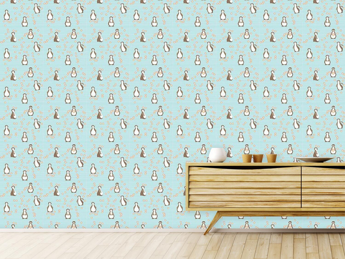 patterned-wallpaper-penguin-blossom