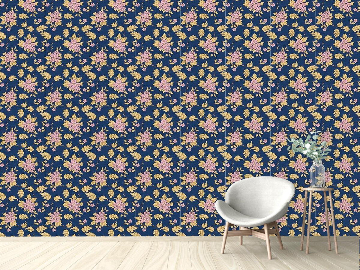 patterned-wallpaper-darkblue-bouquet