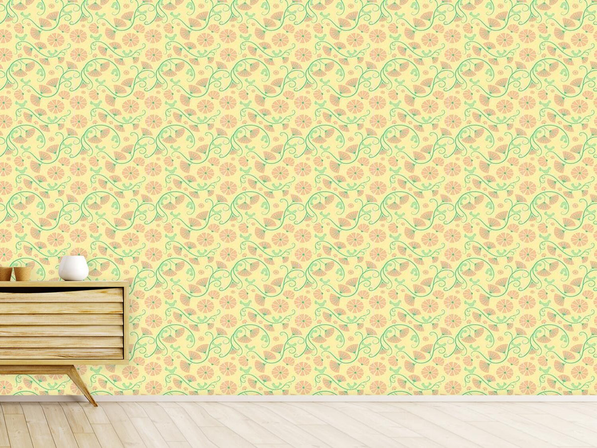 patterned-wallpaper-birds-and-fan-flowers