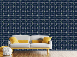 patterned-wallpaper-checkerboard-flowers