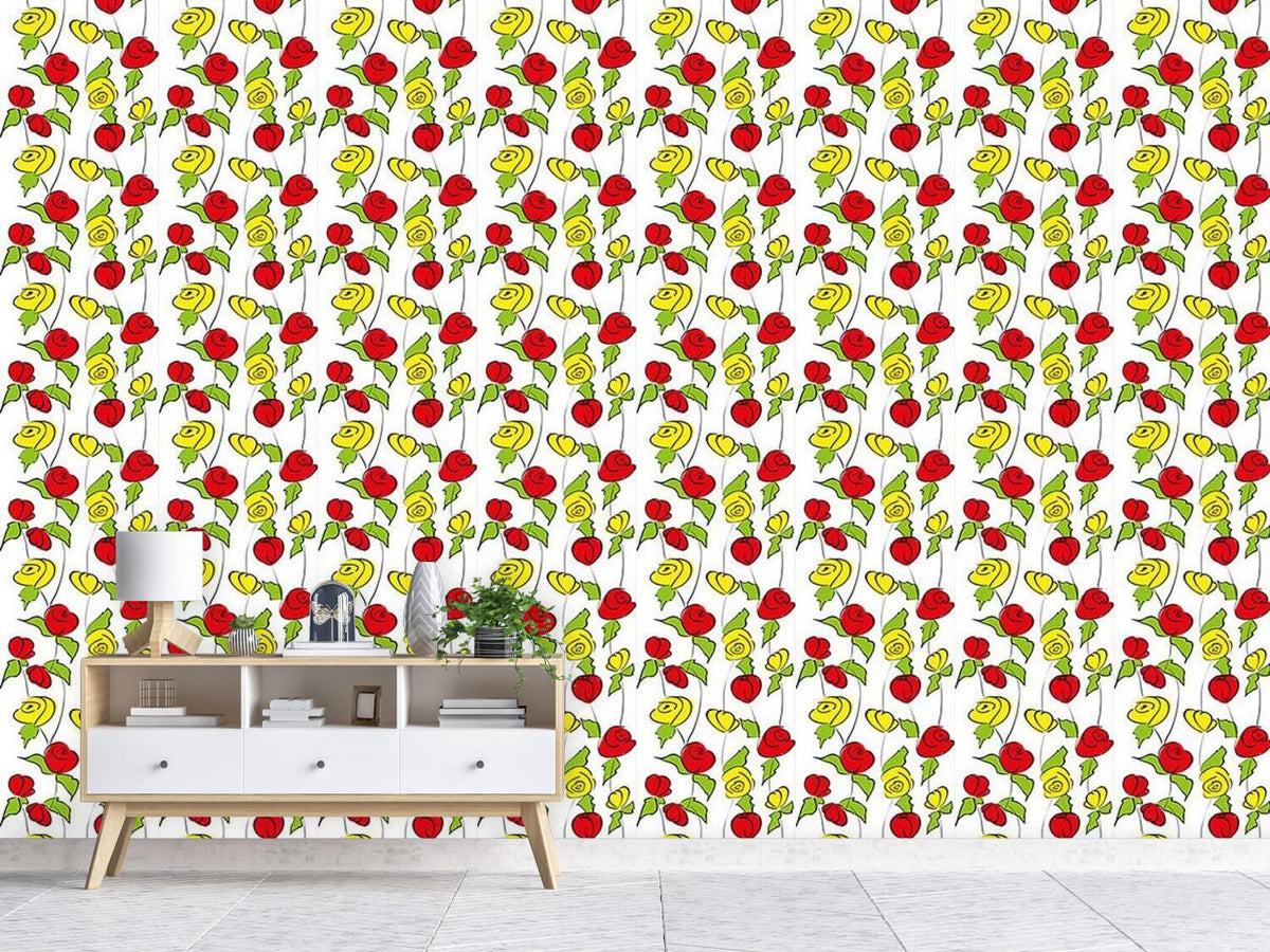 patterned-wallpaper-stem-roses