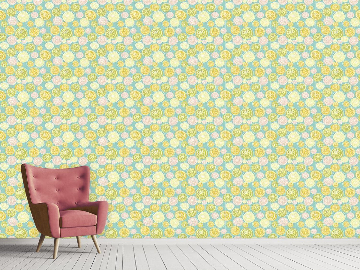 patterned-wallpaper-ranunculus-flower-dots