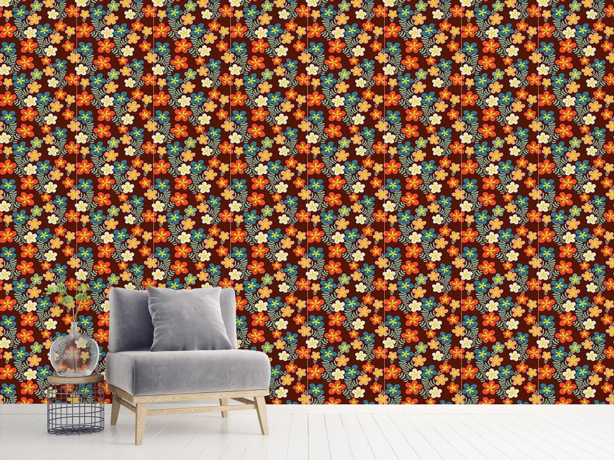 patterned-wallpaper-retro-flower-bouquets