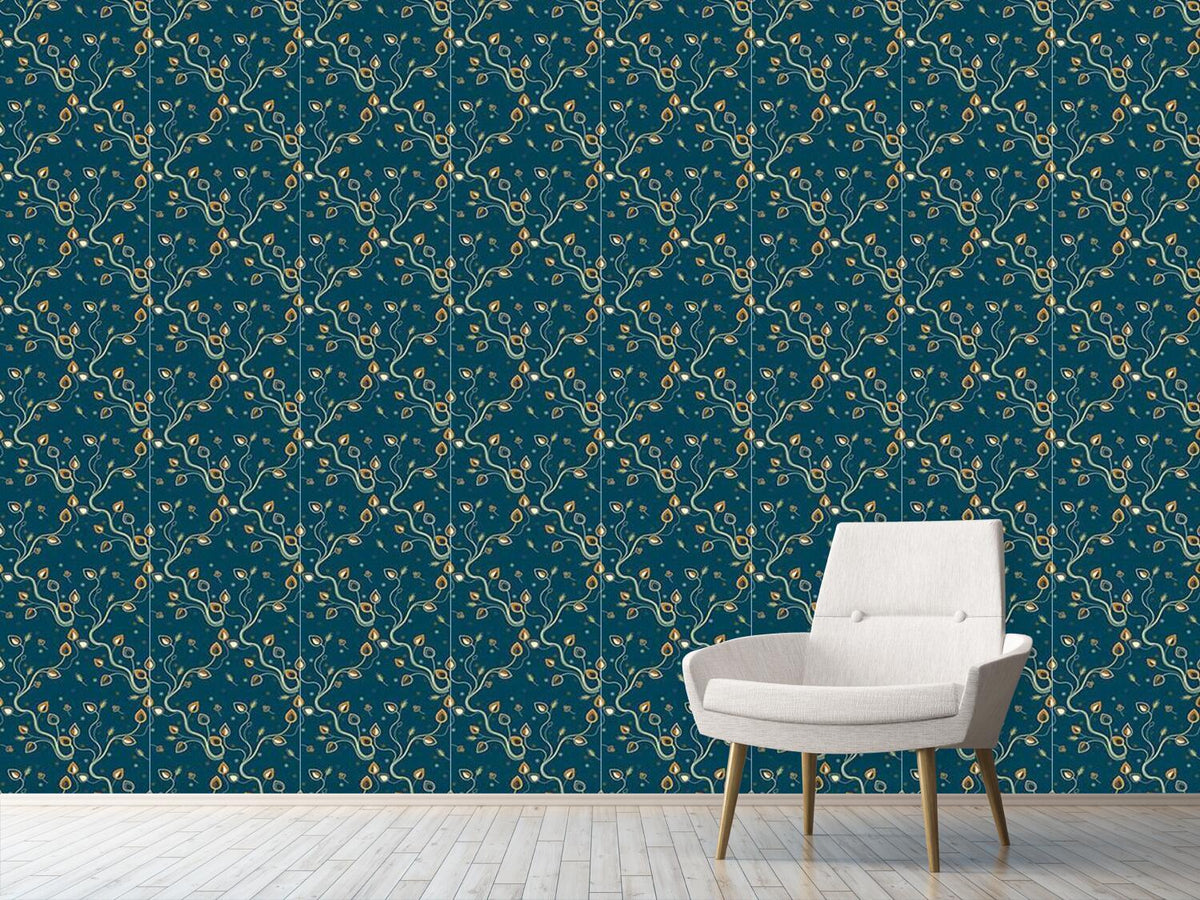 patterned-wallpaper-ethno-branches-teal