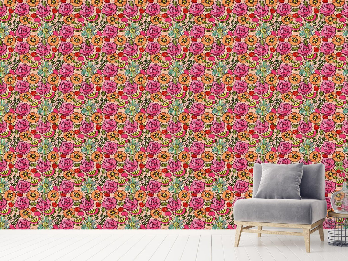 patterned-wallpaper-flowers-and-fruits