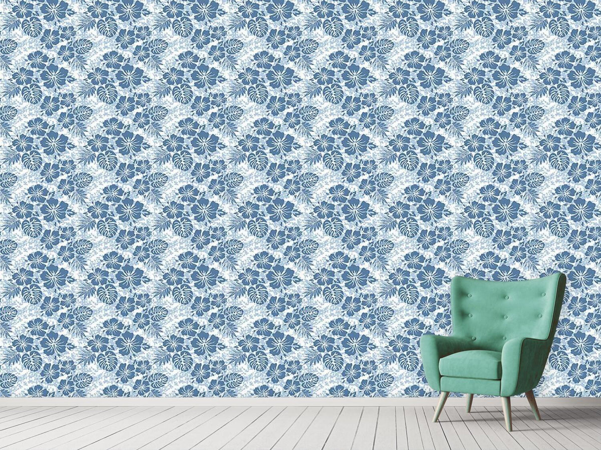 patterned-wallpaper-hawaiian-hibiscus-blue