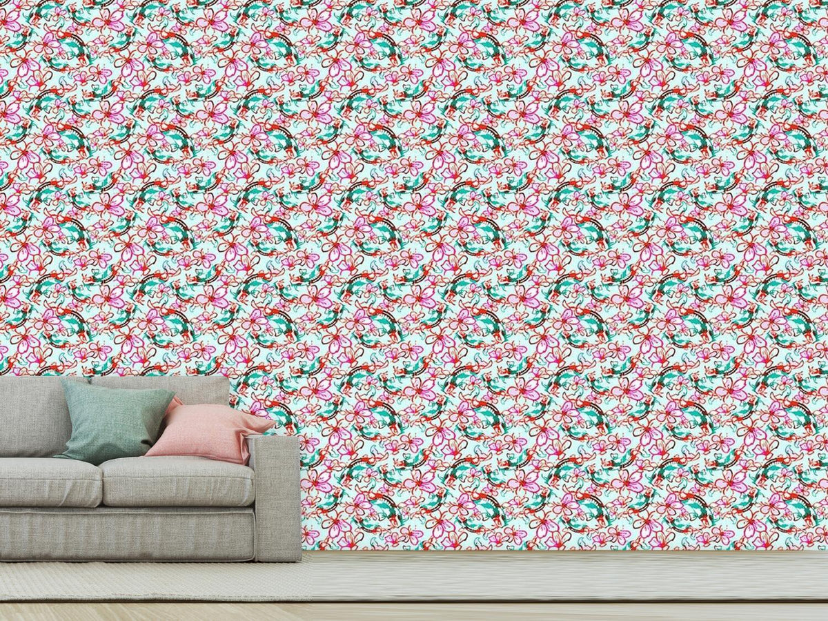 patterned-wallpaper-koi-in-a-sea-of-flowers