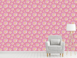 patterned-wallpaper-sunflowers-on-polka-dot