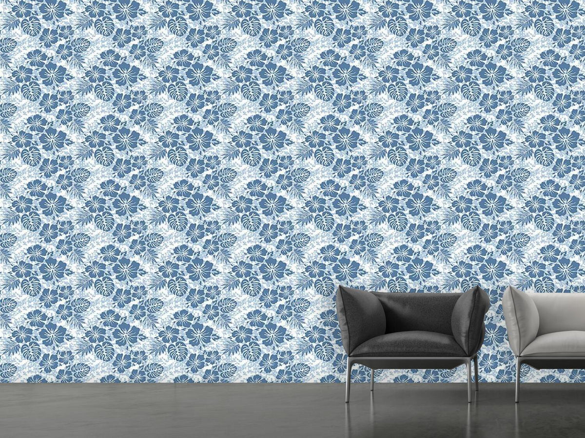 patterned-wallpaper-hawaiian-hibiscus-blue