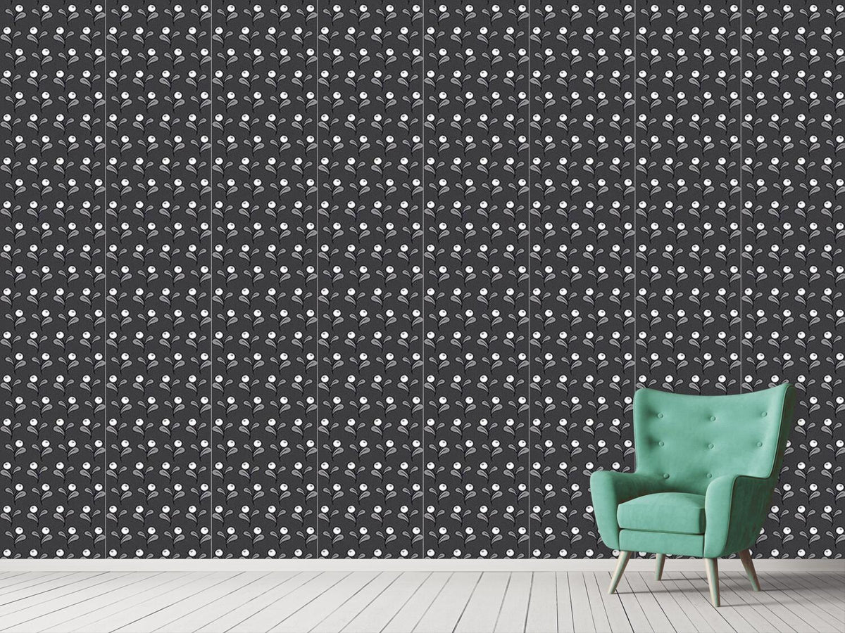 patterned-wallpaper-folk-flowers-monochrome