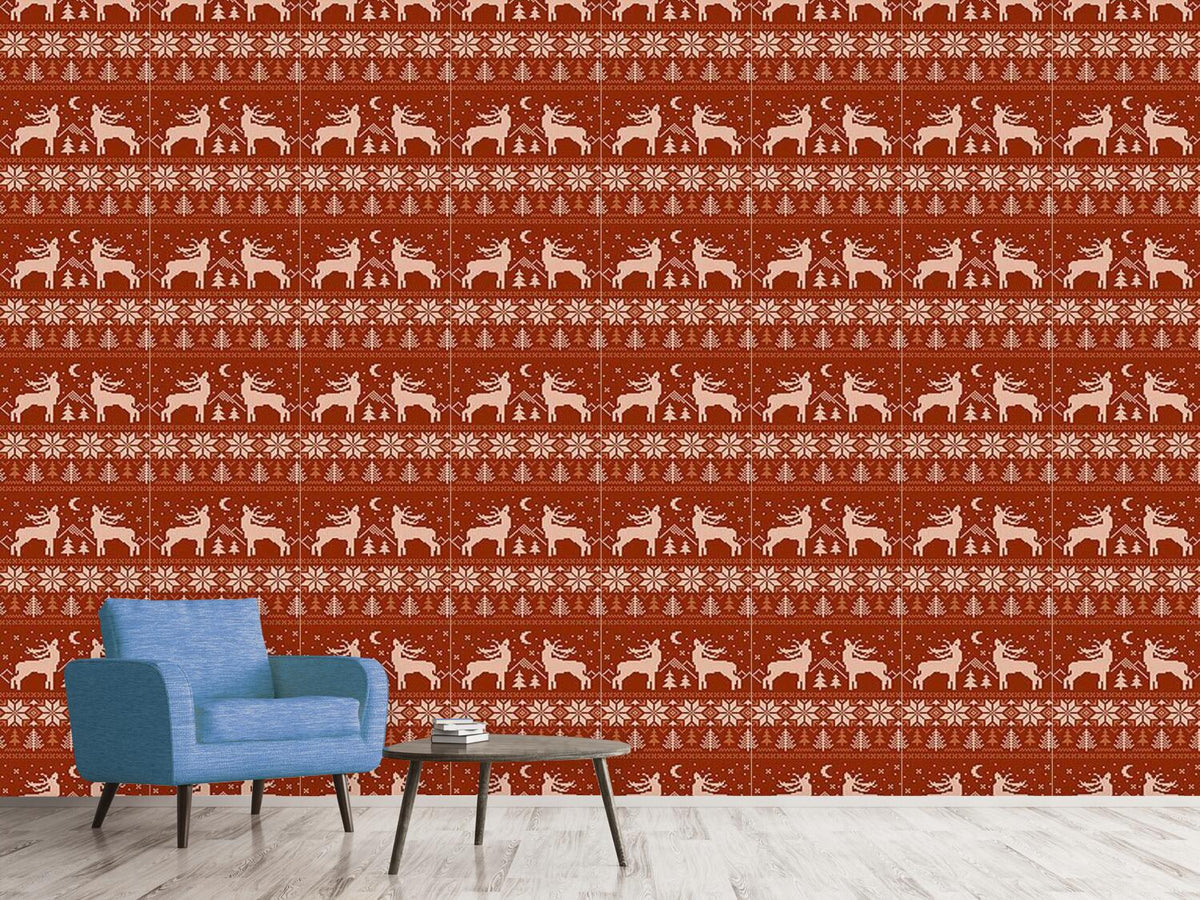 patterned-wallpaper-roaring-deer-in-norway