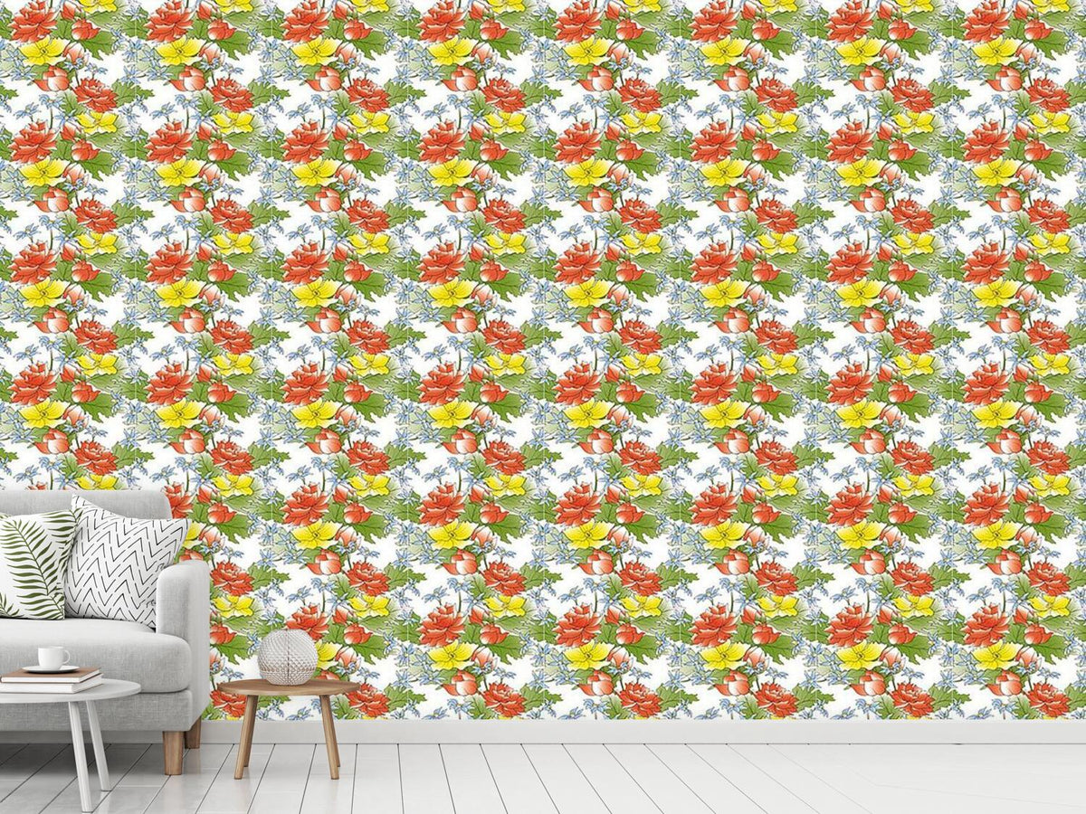 patterned-wallpaper-asian-flower-bouquet