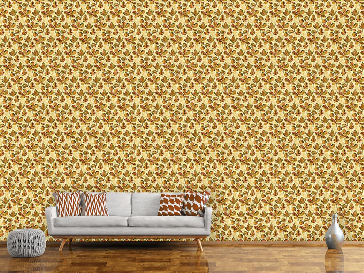 patterned-wallpaper-golden-leaves-morning-glory