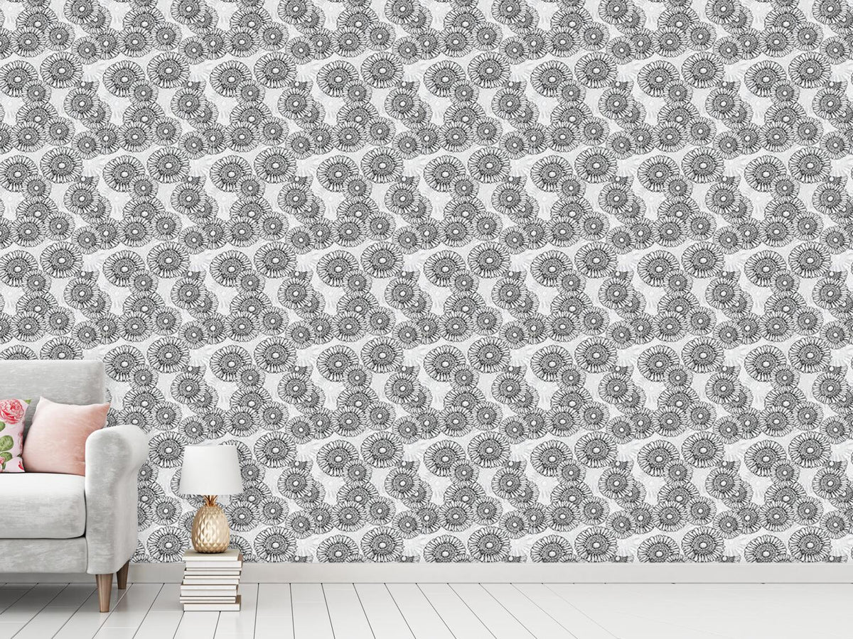 patterned-wallpaper-sun-flowers-grey