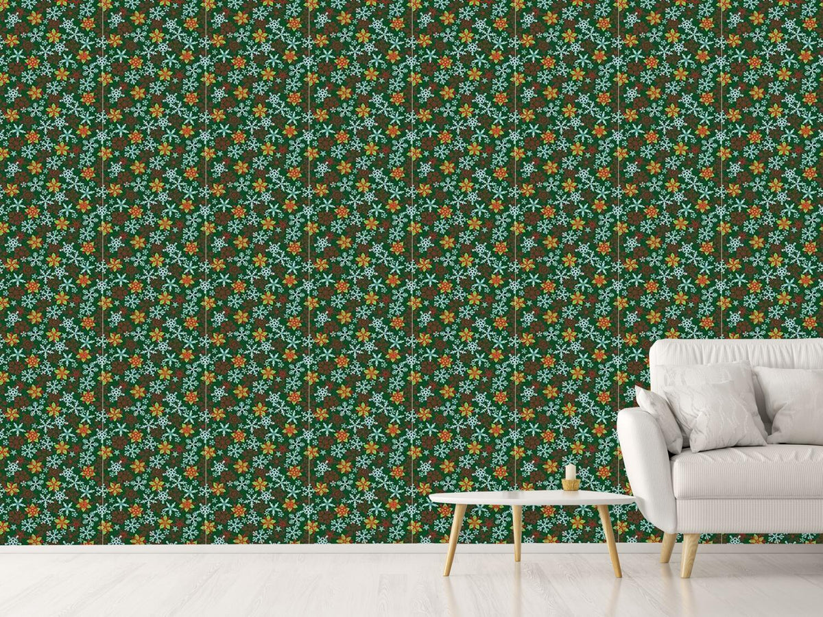 patterned-wallpaper-christmas-crystals-green