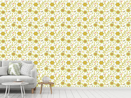 patterned-wallpaper-weird-birds-fly-over-the-flower-bed